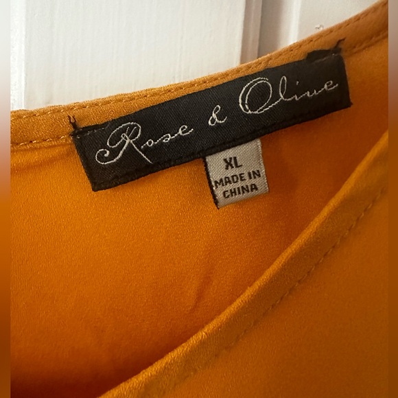 Rose & Olive Peplum Top, XL, Gold/Yellow - Picture 2 of 4